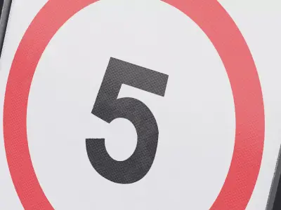 Speed Limit 5 Miles Square Road Sign Low-poly 3D model