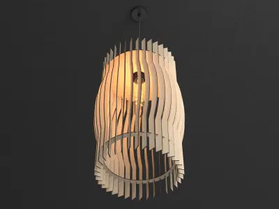 Wood Pendant Lamp 5 3D model