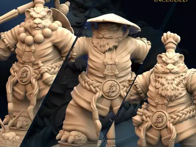 Panda Sentinel of the Golden Echo Set x3  3D print model