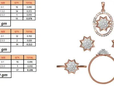 Light wt Ring Earrings Pendant set stl jcd 1-render details 3D print model