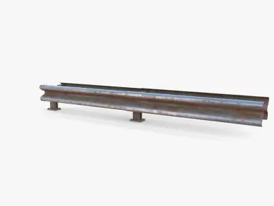Tileable double sided traffic barrier guardrail V2 weathered Low-poly 3D model