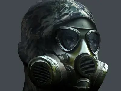 Gas mask helmet 3d model military combat Low-poly Low-poly 3D model