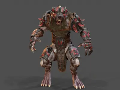 Armored Werewolf Commander Low-poly 3D model