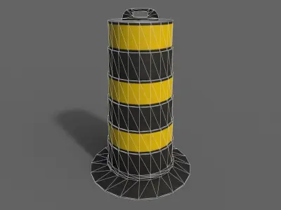 PBR Traffic Drum Barrel BlackYellow Low-poly 3D model