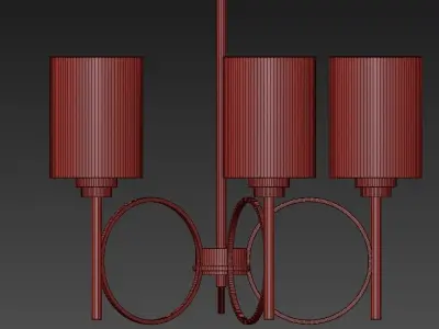 Wide Antique Brass Chandelier 3D model purchase