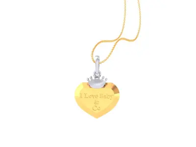 Kids Pendants With Heart And Crown  3dm STL OBJ FBX Renders  3D print model