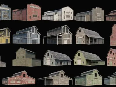 1 - 100 FARM BUILDINGS MEGA PACK 4K PBR Textures