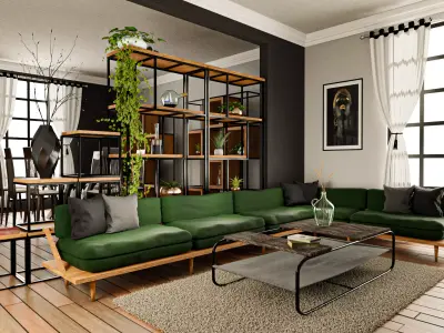 Modern living room set Low-poly 3D model