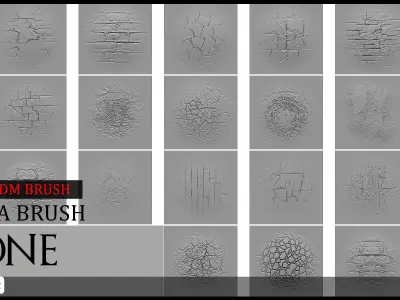 25 Real Stone Alpha Brushes - Blender Alpha Brush - Zbrush Alpha 3D model purchase