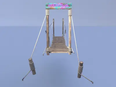 Neon rope bridge Low-poly 3D model