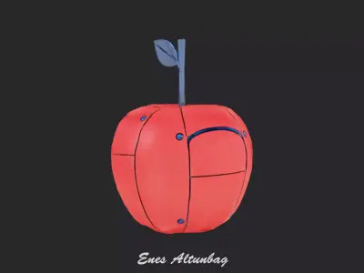 Robotic Apple 3D Futuristic Sci-Fi Fruit Low-poly 3D model