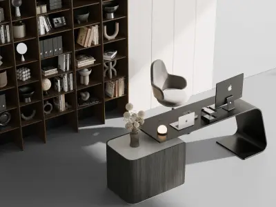 Reception desk - office furniture 09 Low-poly 3D model