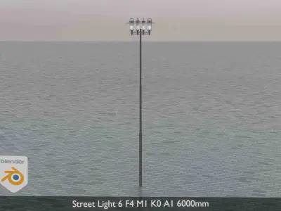 Street Light 6 F4 M1 K0 A1 6000mm Low-poly 3D model