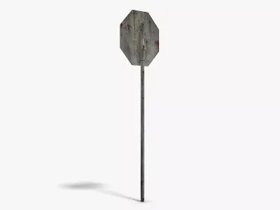 Damaged Stop Sign Low-poly 3D model