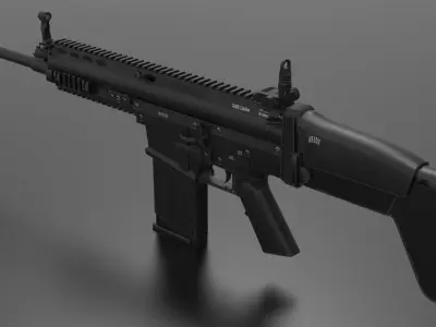 FN Scar Gun Low-poly 3D model