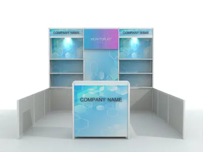 Standard Display Sales Booth - Low Side Partition - R8 3 x 3 m Low-poly 3D model