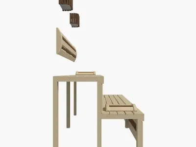 Sauna bench 01 3D model