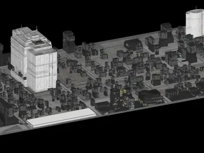 Sci-fi City Cityscape Urban Block Street Architectural  01 Low-poly 3D model