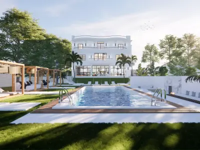 villa house with swimming pool 3D model buy