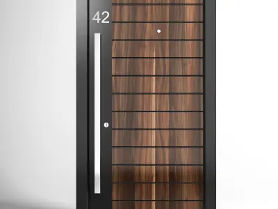 entrancedoor wooden door with number 3D model