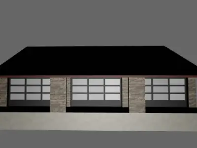 3 bay garage Low-poly 3D model