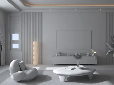 Modern minimalist living room 3D model shop