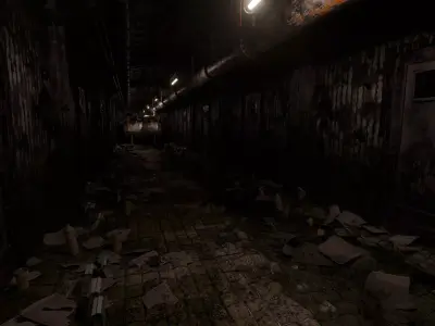 Abandoned Underground Hallway Scene 3D model