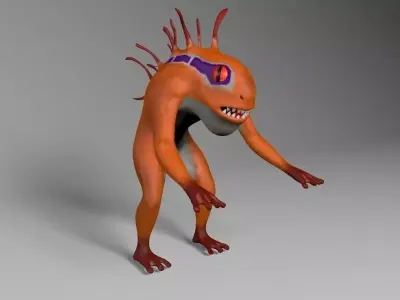 Humanoid frog character Low-poly 3D model