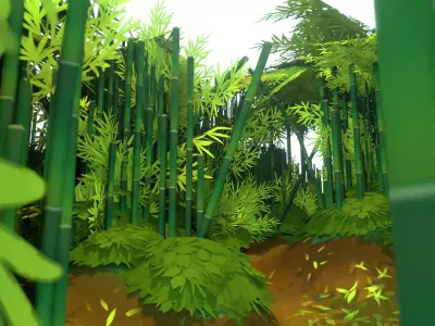 Bamboo Forest - Hand Painted Low-poly 3D model