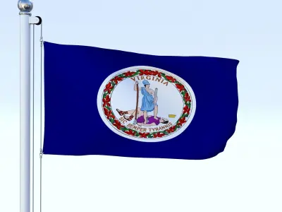 Animated Virginia Flag Low-poly 3D model