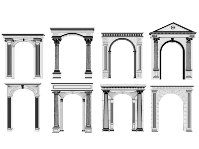 Arched facade columns doorway pilaster 2 3D model