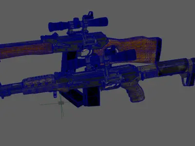 AK-74  SOCOM  Two variants Low-poly 3D model