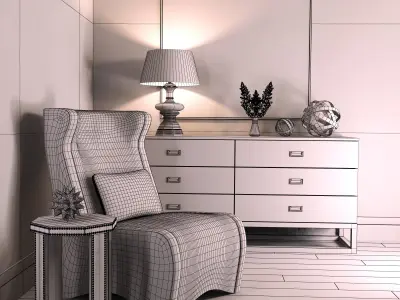 Decorative set for the living room 3D model