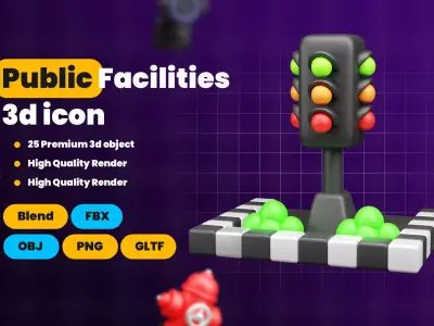Public Facilities 3D Icon Pack 3D model
