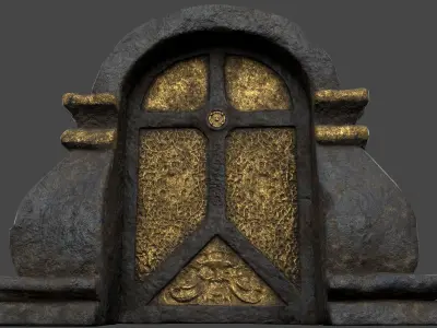 BlackStone Door with Ornaments Low-poly 3D model