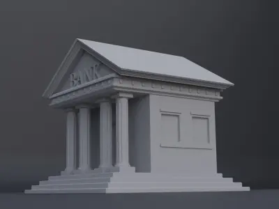 Bank Building Low-poly 3D model 3
