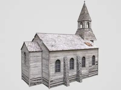  Old wooden church Low-poly 3D model