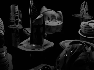 Sci-fi city  Utopian Kitbash  Kitbash Asset Pack Low-poly 3D model