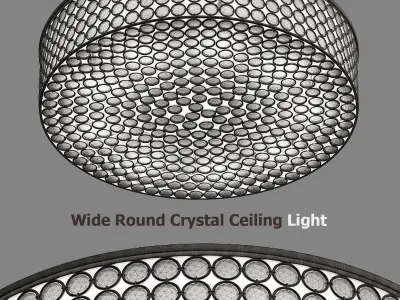 Velie wide round crystal ceiling light 3D model