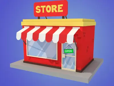 store cartoon low poly 3D model