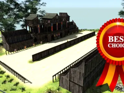 Medieval Jousting Pitch - Modular Low-poly 3D model