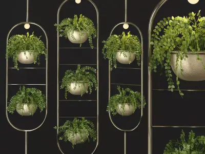 Metal hanging lamp Indoor round Plant pot partition divider 3D model