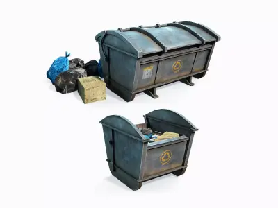 Garbage Containers Game Low-Poly Low-poly 3D model