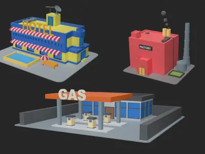 Low Poly Building pack Low-poly 3D model