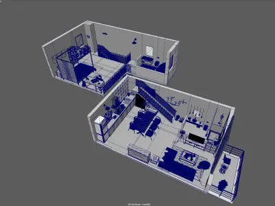 Loft apartment floorplan 3D model