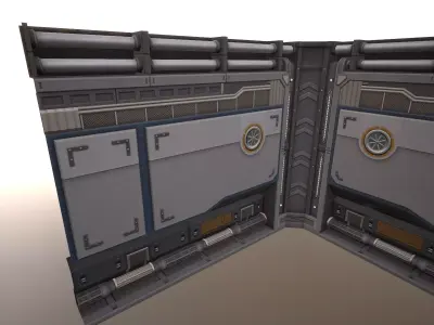 Sci-Fi Wall Low-poly 3D model purchase
