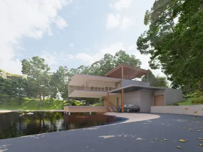 Lake House Low-poly 3D model