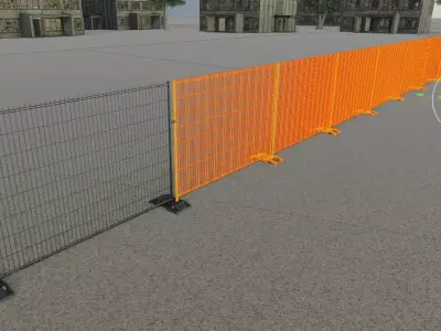 Plastic Bases Construction Fence Array-Setup Low-poly 3D model