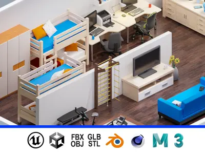 Room 47 Low-poly 3D model