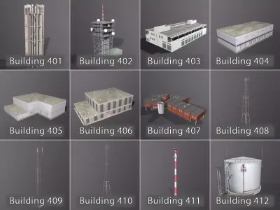 Background Industrial Buildings Pack 401-500 With LODs 3D model